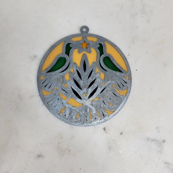 VINTAGE WILKUM Stained Glass Ornament Birds Star Round Sun Catcher Art Decor - Picture 9 of 12